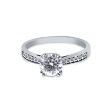 Ioka Jewelry - 14K White Solid Gold 1.25 Ct. Round Cut Cubic Zirconia CZ Wedding Engagement Ring