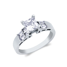 Ioka Jewelry - 14K White Solid Gold 1 Ct. Princess Cut Cubic Zirconia CZ Wedding Engagement Ring