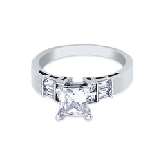 Ioka Jewelry - 14K White Solid Gold 1 Ct. Princess Cut Cubic Zirconia CZ Wedding Engagement Ring