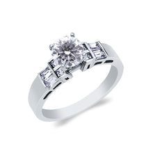 Ioka Jewelry - 14K White Solid Gold 1 Ct. Round Cut Cubic Zirconia CZ Wedding Engagement Ring