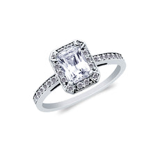 Ioka Jewelry - 14K White Solid Gold 1 Ct. Emerald Cubic Zirconia CZ Wedding Engagement Ring