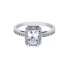 Ioka Jewelry - 14K White Solid Gold 1 Ct. Emerald Cubic Zirconia CZ Wedding Engagement Ring