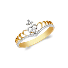 Ioka Jewelry - 14K Yellow Solid Gold Cubic Zirconia CZ Heartwith Cross Ring