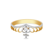 Ioka Jewelry - 14K Yellow Solid Gold Cubic Zirconia CZ Heartwith Cross Ring