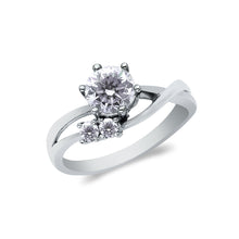 Ioka Jewelry - 14K White Solid Gold 1 Ct. Round Cut Cubic Zirconia CZ Wedding Engagement Twist Ring