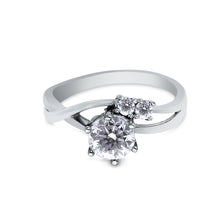 Ioka Jewelry - 14K White Solid Gold 1 Ct. Round Cut Cubic Zirconia CZ Wedding Engagement Twist Ring