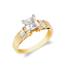 Ioka Jewelry - 14K Solid Gold 1 Ct. Princess Cut Cubic Zirconia CZ Wedding Engagement Ring