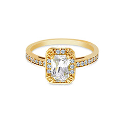 Ioka Jewelry - 14K Yellow or White Solid Gold 1 Ct. Emerald Cut Cubic Zirconia CZ Wedding Engagement Ring