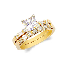Ioka Jewelry - 14K Yellow Solid Gold 1 Ct. Princess Cut Cubic Zirconia CZ Wedding Set