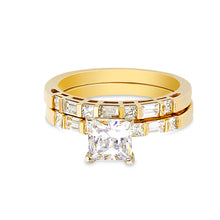 Ioka Jewelry - 14K Yellow Solid Gold 1 Ct. Princess Cut Cubic Zirconia CZ Wedding Set