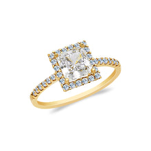 Ioka Jewelry - 14K Yellow Or White Solid Gold 1.25 Ct. Princess Cut Solitaire Cubic Zirconia CZ Wedding Engagement Ring