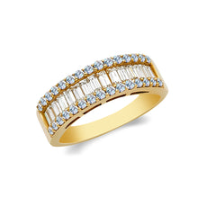 Ioka Jewelry - 14K Yellow Solid Gold Cubic Zirconia CZ Women's Wedding Band