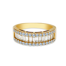 Ioka Jewelry - 14K Yellow Solid Gold Cubic Zirconia CZ Women's Wedding Band