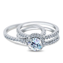 Ioka Jewelry - 14K White Solid Gold 1 Ct. Round Cut Solitaire Halo Cubic Zirconia CZ Wedding Engagement Ring