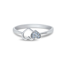 Ioka Jewelry - 14K White Solid Gold Double Heart Pave Fancy Cubic Zirconia CZ Ring