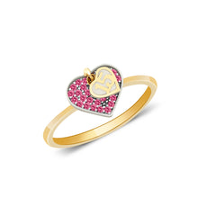 Ioka Jewelry - 14K Yellow Solid Gold 15 Years Quinceanera Birthday Cubic Zirconia CZ Ring