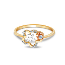Ioka Jewelry - 14K Two Tone Solid Gold 15 Years Quinceanera Birthday Flower Cubic Zirconia CZ Ring