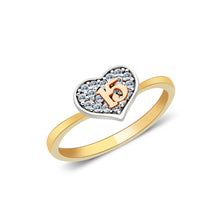Ioka Jewelry - 14K Two Tone Solid Gold 15 Years Quinceanera Birthday Flower Cubic Zirconia CZ Ring