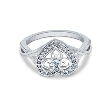 Ioka Jewelry - 14K White Solid Gold Cubic Zirconia CZ Love Heart Wedding Engagement Ring