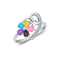 Ioka Jewelry - 14K White Solid Gold 15 Years Quinceanera Colorful Flower Birthday Cubic Zirconia CZ Ring