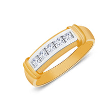 Ioka Jewelry - 14K Two Tone Solid Gold Cubic Zirconia CZ Men's Wedding Band