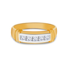Ioka Jewelry - 14K Two Tone Solid Gold Cubic Zirconia CZ Men's Wedding Band