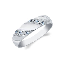 Ioka Jewelry - 14K White Solid Gold Cubic Zirconia CZ Men's Wedding Band