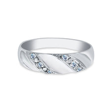 Ioka Jewelry - 14K White Solid Gold Cubic Zirconia CZ Men's Wedding Band