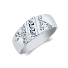 Ioka Jewelry - 14K White Solid Gold Cubic Zirconia CZ Men's Wedding Band