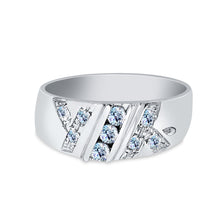 Ioka Jewelry - 14K White Solid Gold Cubic Zirconia CZ Men's Wedding Band