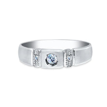 Ioka Jewelry - 14K White Solid Gold Cubic Zirconia CZ Men's Wedding Band