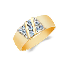 Ioka Jewelry - 14K Yellow Solid Gold Cubic Zirconia CZ Men's Wedding Band