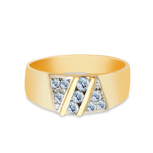 Ioka Jewelry - 14K Yellow Solid Gold Cubic Zirconia CZ Men's Wedding Band