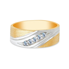 Ioka Jewelry - 14K Two Tone Solid Gold Cubic Zirconia CZ Men's Wedding Band
