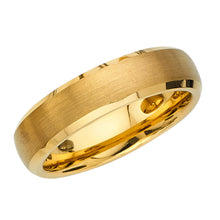 Ioka Jewelry - Tungsten Brushed Yellow 6MM Engagement Wedding Ring Band - Unisex