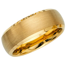Ioka Jewelry - Tungsten Brushed Yellow 8MM Engagement Wedding Ring Band - Unisex